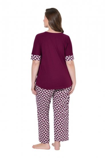 Ulla Popken 849850 Pijama de cuadros Rojo baya - Pijamas/ropa de estar en casa - 
