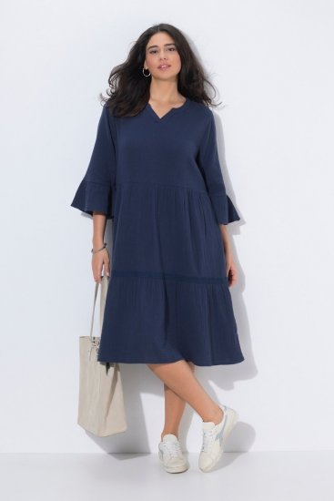 Ulla Popken 849856 Vestido con volantes Azul marino - Vestidos midi - Vestidos midi de talla grande