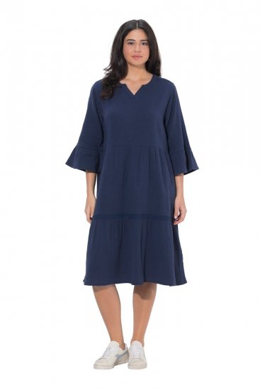Ulla Popken 849856 Vestido con volantes Azul marino - Vestidos midi - Vestidos midi de talla grande