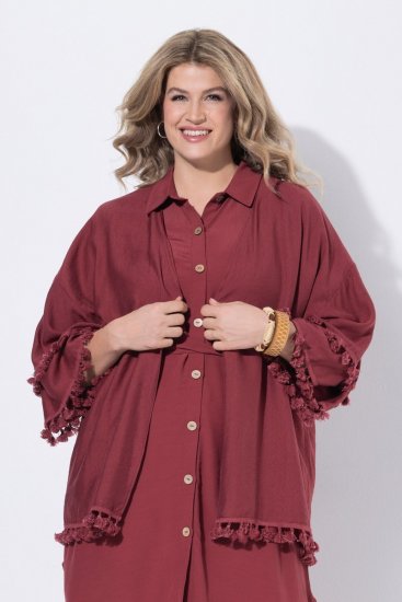 Ulla Popken 849860 Kimono Rojo óxido - Cárdigans - Cardigans de tallas grandes para mujer