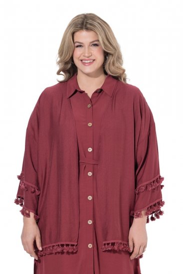 Ulla Popken 849860 Kimono Rojo óxido - Cárdigans - Cardigans de tallas grandes para mujer