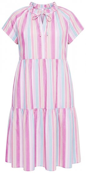 Ulla Popken 849969 Vestido midi de rayas con volantes Rosa - Vestidos midi - Vestidos midi de talla grande