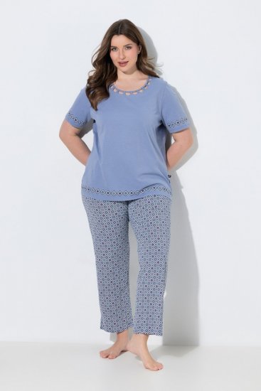 Ulla Popken 850045 Pijama de manga corta Azul claro - Pijamas/ropa de estar en casa - 
