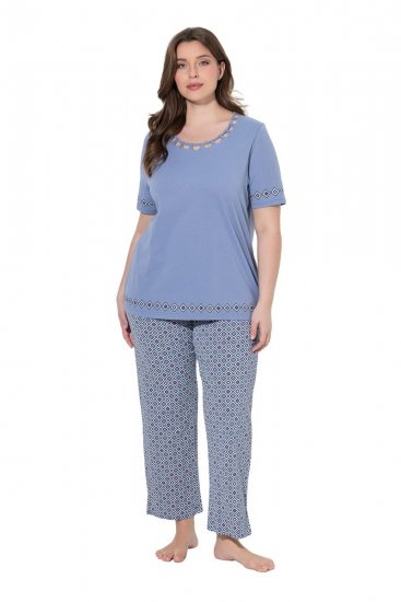 Ulla Popken 850045 Pijama de manga corta Azul claro - Pijamas/ropa de estar en casa - 