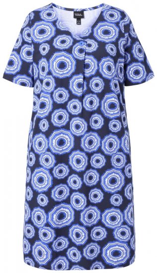 Ulla Popken 850121 Vestido de jersey de manga corta con cuello de pico Azul - Vestidos de punto jersey - 