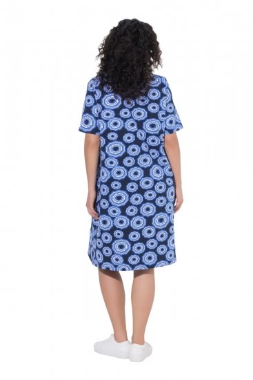 Ulla Popken 850121 Vestido de jersey de manga corta con cuello de pico Azul - Vestidos de punto jersey - 