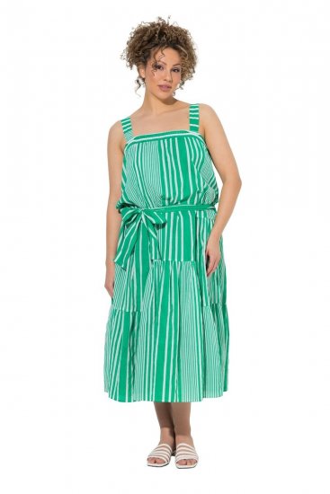 Ulla Popken 850197 Vestido de rayas con volantes Verde - Vestidos de verano - Vestidos de verano tallas grandes
