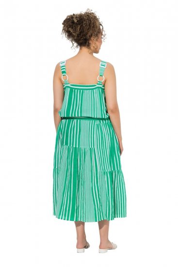 Ulla Popken 850197 Vestido de rayas con volantes Verde - Vestidos de verano - Vestidos de verano tallas grandes