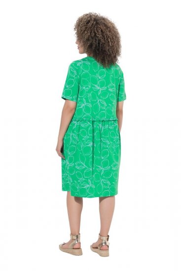 Ulla Popken 850204 Vestido de jersey de manga corta con cuello de pico Verde - Vestidos de punto jersey - 