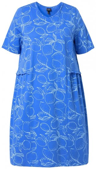 Ulla Popken 850204 Vestido camiseta estampado con volantes Azul - Vestidos de punto jersey - 