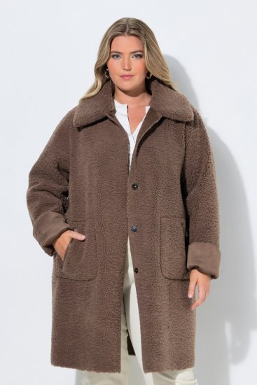 Ulla Popken 850251 Abrigo teddy Marrón claro - Abrigos - Abrigos de talla grande
