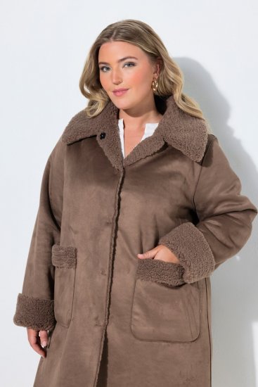 Ulla Popken 850251 Abrigo teddy Marrón claro - Abrigos - Abrigos de talla grande