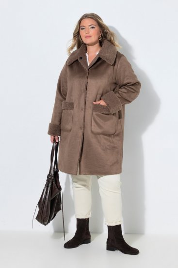 Ulla Popken 850251 Abrigo teddy Marrón claro - Abrigos - Abrigos de talla grande