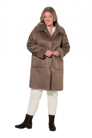 Ulla Popken 850251 Abrigo teddy Marrón claro - Abrigos - Abrigos de talla grande