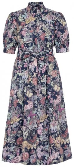 Ulla Popken 850298 Vestido camisero de flores Azul marino - Vestidos maxi - Vestidos largos en tallas grandes