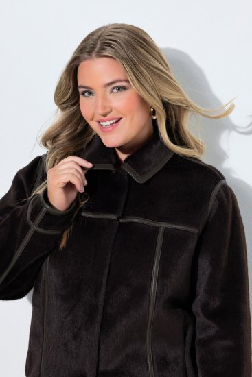 Ulla Popken 850310 Chaqueta de pelo sintético Marrón oscuro - Chaquetas - Chaquetas para mujer en tallas grandes