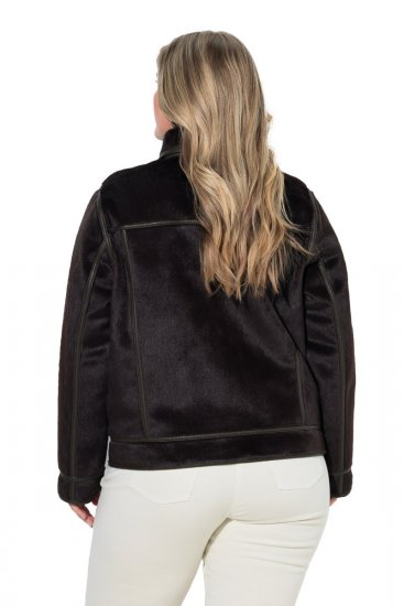 Ulla Popken 850310 Chaqueta de pelo sintético Marrón oscuro - Chaquetas - Chaquetas para mujer en tallas grandes