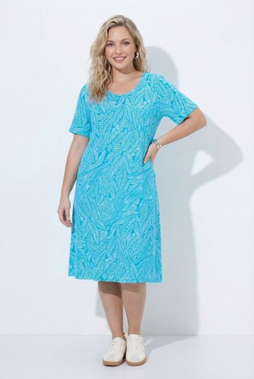 Ulla Popken 850344 Vestido camiseta estampado Turquesa - Vestidos midi - Vestidos midi de talla grande