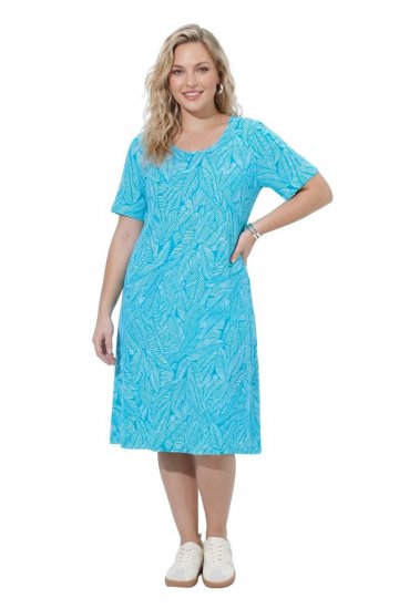 Ulla Popken 850344 Vestido camiseta estampado Turquesa - Vestidos midi - Vestidos midi de talla grande