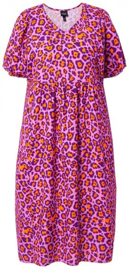 Ulla Popken 850346 Vestido estampado con cuello de pico Rosa - Vestidos midi - Vestidos midi de talla grande