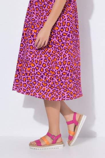 Ulla Popken 850346 Vestido estampado con cuello de pico Rosa - Vestidos midi - Vestidos midi de talla grande