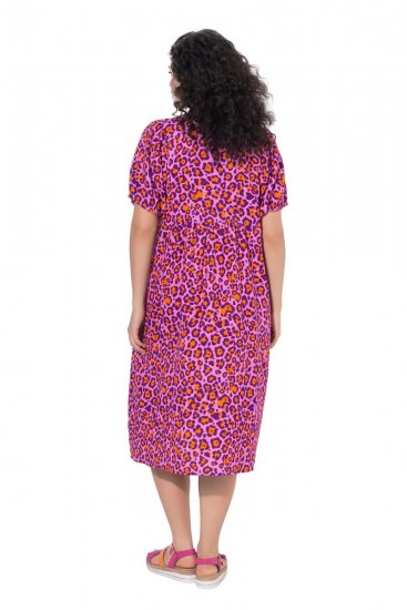 Ulla Popken 850346 Vestido estampado con cuello de pico Rosa - Vestidos midi - Vestidos midi de talla grande