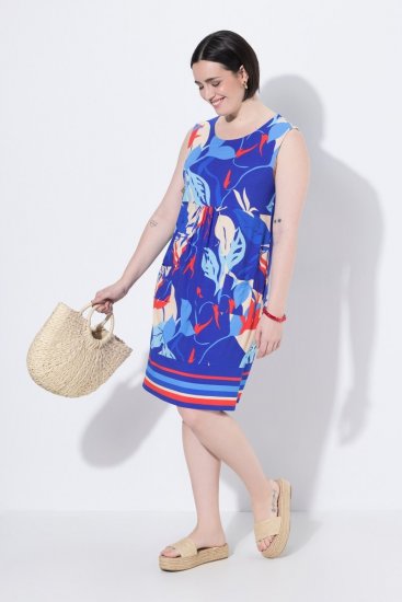 Ulla Popken 850367 Vestido de jersey estampado Azul marino - Vestidos de punto jersey - 