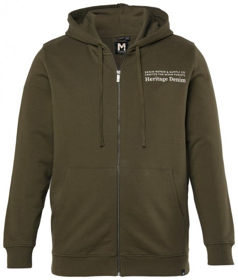 Men+ 375 Sudadera con capucha y cremallera Heritage Denim Verde caqui - Sudaderas - Sudaderas 2XL-12XL