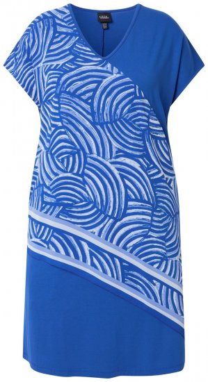 Ulla Popken 850389 Vestido de gasa estampado Azul - Vestidos - Vestidos para todas las tallas