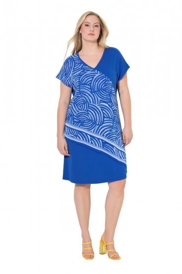 Ulla Popken 850389 Vestido de gasa estampado Azul - Vestidos - Vestidos para todas las tallas