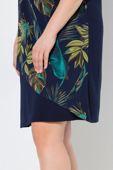 Ulla Popken 850393 Vestido de gasa estampado Azul marino - Vestidos de verano - Vestidos de verano tallas grandes