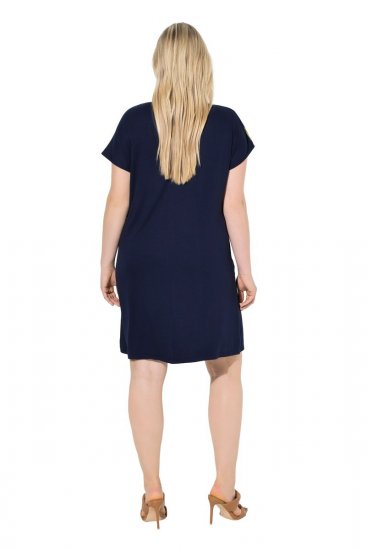 Ulla Popken 850393 Vestido de gasa estampado Azul marino - Vestidos de verano - Vestidos de verano tallas grandes