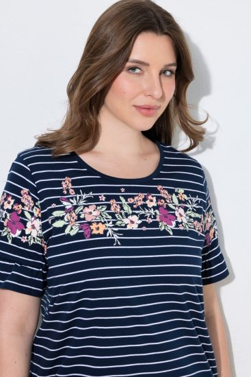 Ulla Popken 850401 Camisón de flores Azul marino - Camisones - 