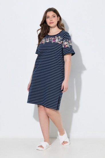 Ulla Popken 850401 Camisón de flores Azul marino - Camisones - 