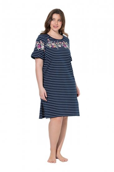 Ulla Popken 850401 Camisón de flores Azul marino - Camisones - 