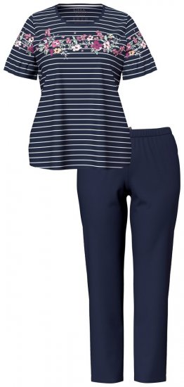 Ulla Popken 850403 Pijama de flores Azul marino - Pijamas/ropa de estar en casa - 