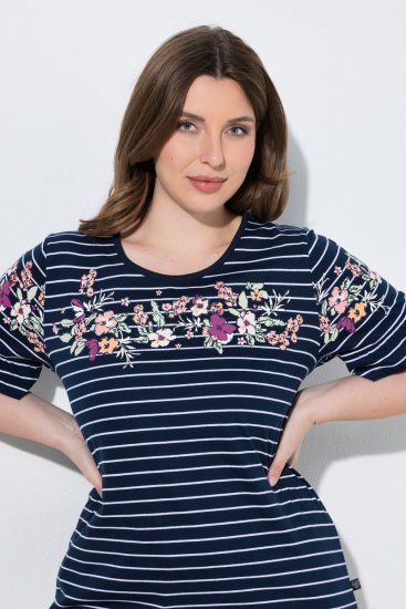 Ulla Popken 850403 Pijama de flores Azul marino - Pijamas/ropa de estar en casa - 