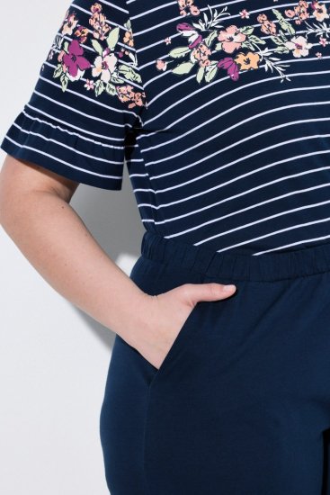 Ulla Popken 850403 Pijama de flores Azul marino - Pijamas/ropa de estar en casa - 