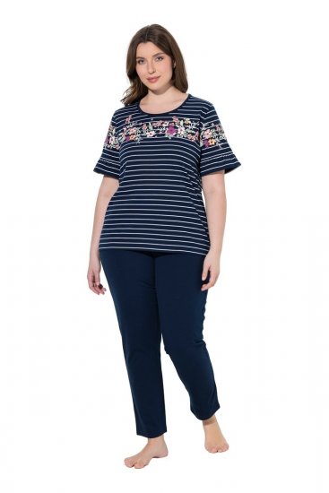 Ulla Popken 850403 Pijama de flores Azul marino - Pijamas/ropa de estar en casa - 