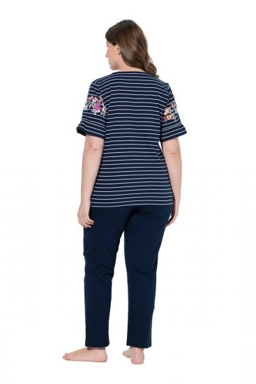 Ulla Popken 850403 Pijama de flores Azul marino - Pijamas/ropa de estar en casa - 