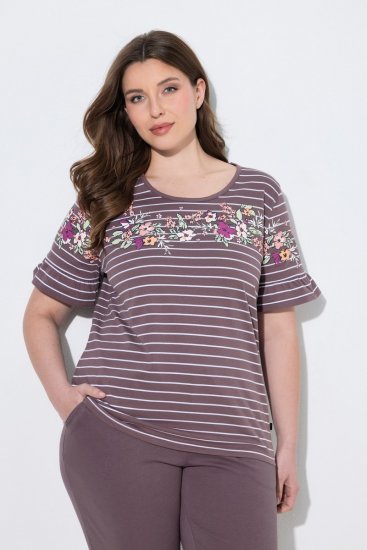Ulla Popken 850403 Pijama de flores Marrón - Pijamas/ropa de estar en casa - 
