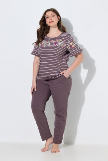 Ulla Popken 850403 Pijama de flores Marrón - Pijamas/ropa de estar en casa - 