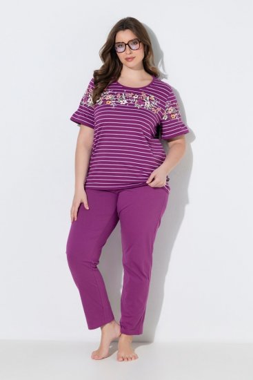 Ulla Popken 850403 Pijama de flores Violeta - Pijamas/ropa de estar en casa - 