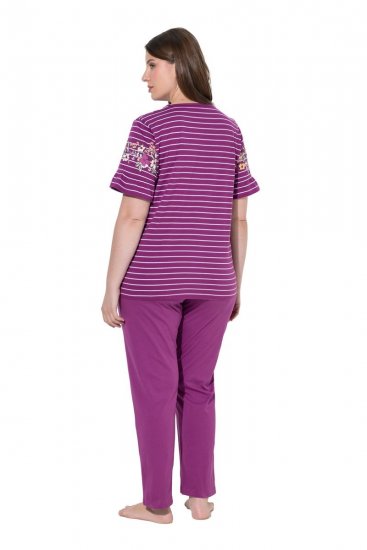 Ulla Popken 850403 Pijama de flores Violeta - Pijamas/ropa de estar en casa - 