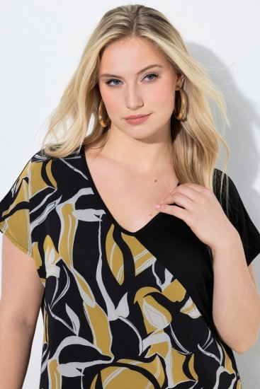Ulla Popken 850406 Vestido de gasa estampado Negro - Vestidos - Vestidos para todas las tallas