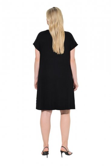 Ulla Popken 850406 Vestido de gasa estampado Negro - Vestidos - Vestidos para todas las tallas