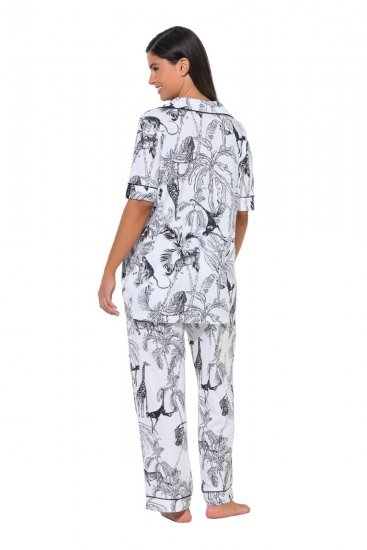 Ulla Popken 850441 Pijama con estampado Blanco roto - Pijamas/ropa de estar en casa - 
