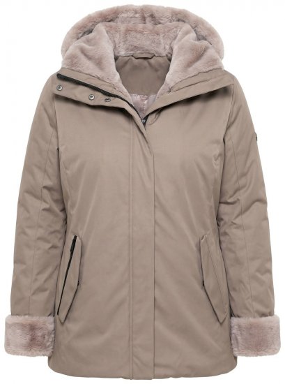 Ulla Popken 850509 Chaqueta de pelo sintético Topo - Chaquetas - Chaquetas para mujer en tallas grandes