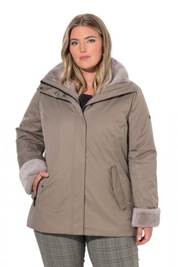 Ulla Popken 850509 Chaqueta de pelo sintético Topo - Chaquetas - Chaquetas para mujer en tallas grandes
