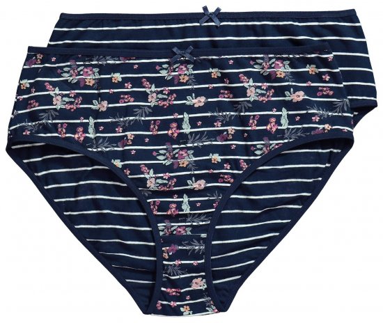 Ulla Popken 850538 Bragas de flores de algodón orgánico pack de 2 Azul marino - Bragas - 